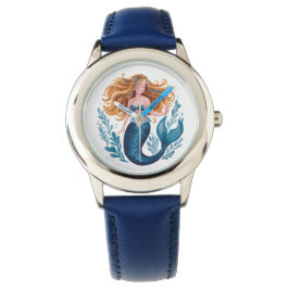 Schattigee Waterverf Blauwe Zeemeermin Kinder Horl Horloge