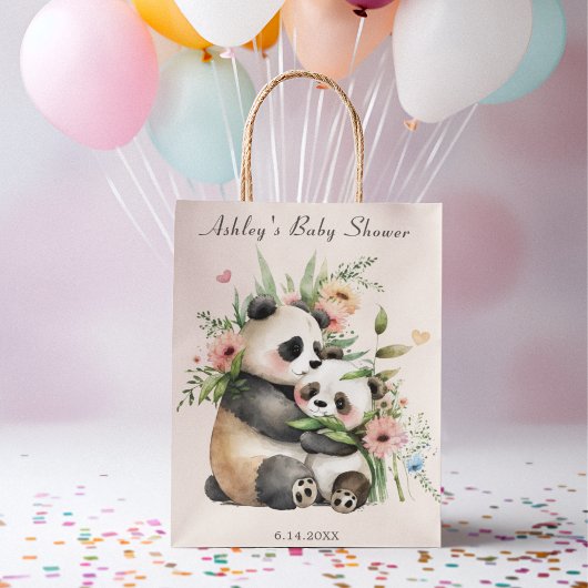 Schattigee Waterverf Bloemen & Beren Baby shower Medium Cadeauzakje