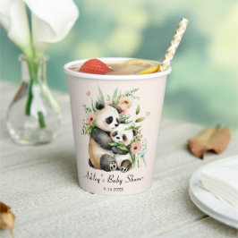 Schattigee Waterverf Bloemen & Beren Baby shower Papieren Bekers