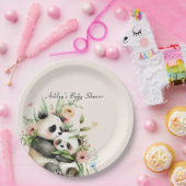 Schattigee Waterverf Bloemen & Beren Baby shower Papieren Bordje (Feest)