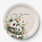 Schattigee Waterverf Bloemen & Beren Baby shower Papieren Bordje (Voorkant)