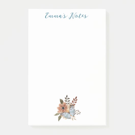 Schattigee Waterverf Bloemen, Eenvoudig gepersonal Post-it® Notes (Voorkant)