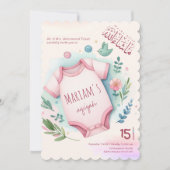 Schattigee Waterverf Bloemen Roze Baby Meisje Mosl Kaart (Voorkant)