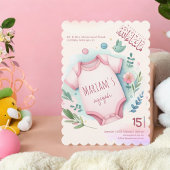 Schattigee Waterverf Bloemen Roze Baby Meisje Mosl Kaart