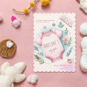 Schattigee Waterverf Bloemen Roze Baby Meisje Mosl Kaart