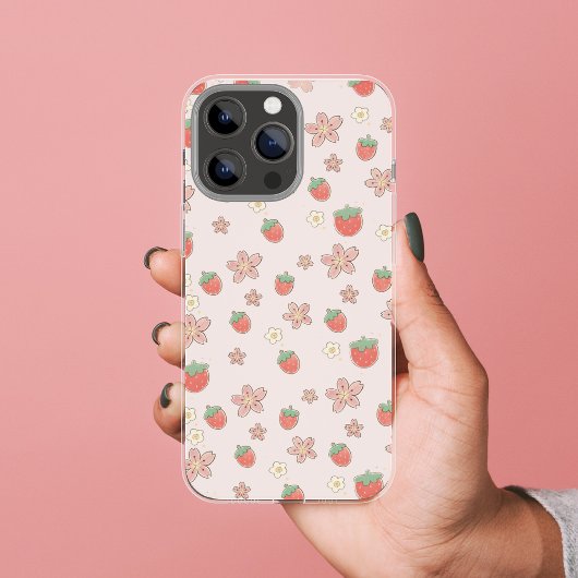 Schattigee Waterverf bloemenaardbeienpatroon Case-Mate iPhone Case
