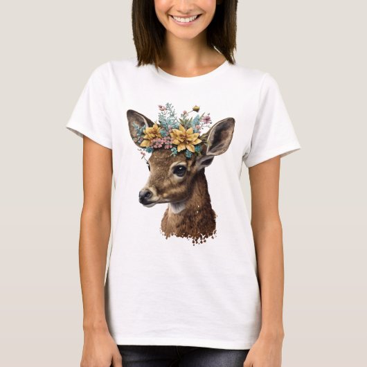 Schattigee Waterverf bloemenhert T-shirt (Voorkant)