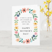 Schattigee Waterverf Bloemenkrans Moederdag Kaart (Gele Bloem)