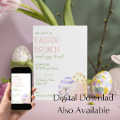 Schattigee Waterverf Bloemenpaasbrunch en eierjach Kaart