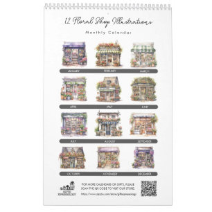 Schattigee Waterverf Bloemenwinkel Bloemenwinkel M Kalender