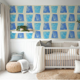 Schattigee waterverf Blue Baby Boy Nursery Wallpap Behang