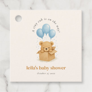 Schattigee Waterverf Blue Balloon Beer Baby shower Bedankjes Labels
