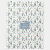 Schattigee waterverf Blue Christmas Nutcrackers Cu Fleece Deken (Voorkant)