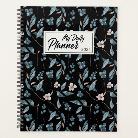 Schattigee Waterverf Blue Flowers Planner (Voorkant)