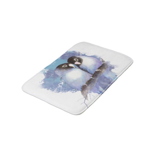 Schattigee Waterverf Blue Lovebird Bird Natuur Art Badmat (Gekanteld)