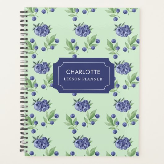 Schattigee Waterverf Blueberry fruit Leraar Les Planner (Voorkant)