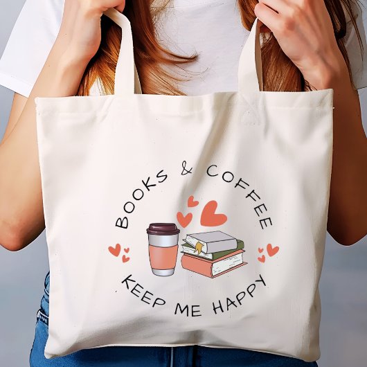 Schattigee Waterverf Boeken en Koffieliefhebber Grote Tote Bag