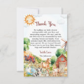 Schattigee Waterverf Boerderij Baby shower Bedankkaart (Voorkant)