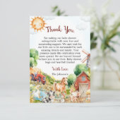 Schattigee Waterverf Boerderij Baby shower Bedankkaart (Staand voorkant)