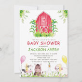 Schattigee Waterverf Boerderij Baby shower Kaart (Voorkant)