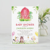 Schattigee Waterverf Boerderij Baby shower Kaart (Staand voorkant)