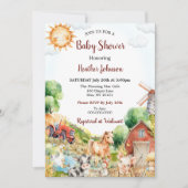 Schattigee Waterverf Boerderij Baby shower Kaart (Voorkant)