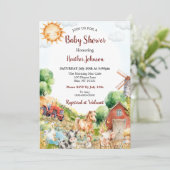 Schattigee Waterverf Boerderij Baby shower Kaart (Staand voorkant)