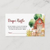 Schattigee Waterverf Boerderij Baby shower, Luier Informatiekaartje (Voorkant)