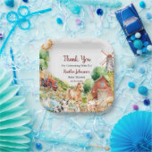 Schattigee Waterverf Boerderij Baby shower Papieren Bordje (Feest)