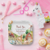 Schattigee Waterverf Boerderij Baby shower Papieren Bordje (Feest)