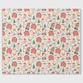 Schattigee Waterverf Boerderij kerstfeest Cadeaupapier (Vlak)