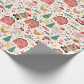 Schattigee Waterverf Boerderij kerstfeest Cadeaupapier (Hoek)