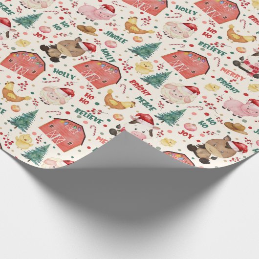 Schattigee Waterverf Boerderij kerstfeest Cadeaupapier (Hoek)