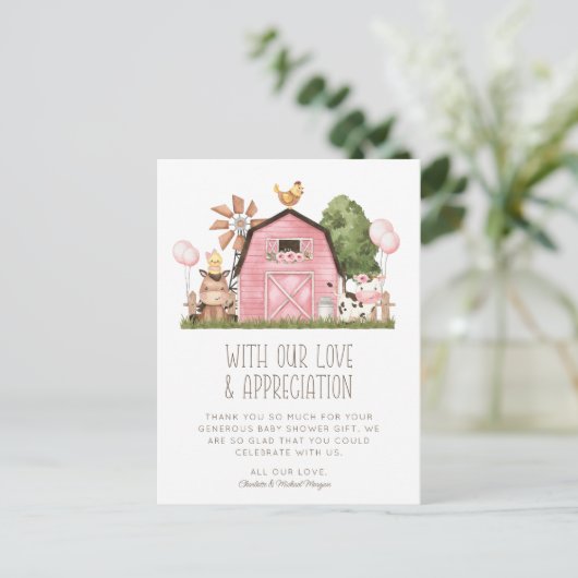 Schattigee Waterverf Boerderijdieren Baby shower D Briefkaart (Staand voorkant)