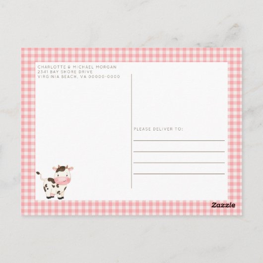 Schattigee Waterverf Boerderijdieren Baby shower D Briefkaart (Achterkant)