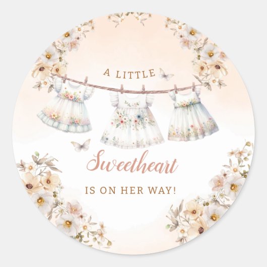 Schattigee Waterverf Boho Kleding Meisje Baby show Ronde Sticker (Voorkant)