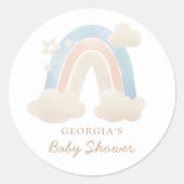 Schattigee Waterverf Boho Rainbow Baby shower Welk Ronde Sticker (Voorkant)