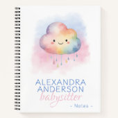 Schattigee Waterverf Boho Rainbow Cloud Babysitter Notitieboek (Voorkant)