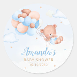 Schattigee Waterverf Boho Teddy Bear Boy baby show Ronde Sticker