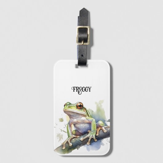Schattigee Waterverf Boomkikker, aangepast Bagagelabel (Voorkant (verticaal))