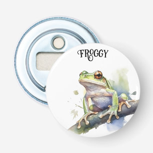 Schattigee Waterverf Boomkikker, aangepast Button Flesopener