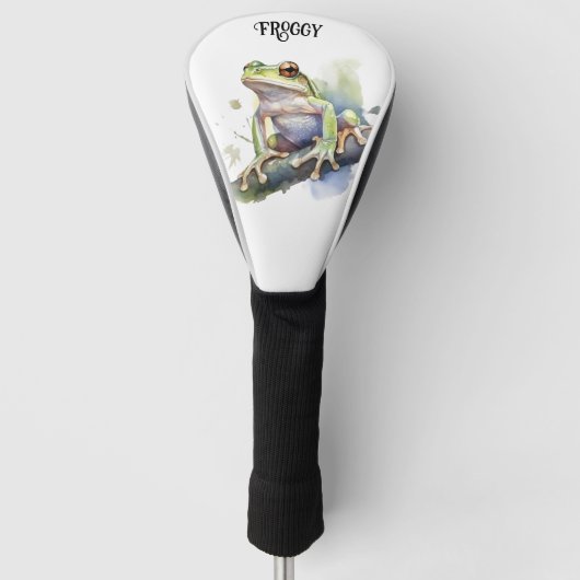 Schattigee Waterverf Boomkikker, aangepast Golfheadcover (Voorkant)