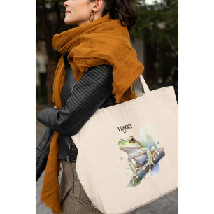 Schattigee Waterverf Boomkikker, aangepast Grote Tote Bag