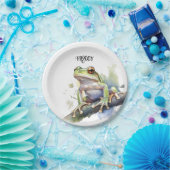 Schattigee Waterverf Boomkikker, aangepast Papieren Bordje (Feest)