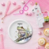 Schattigee Waterverf Boomkikker, aangepast Papieren Bordje (Feest)