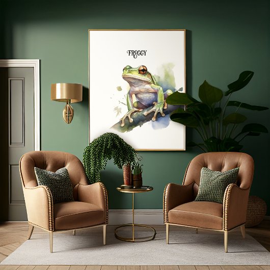 Schattigee Waterverf Boomkikker, aangepast Poster