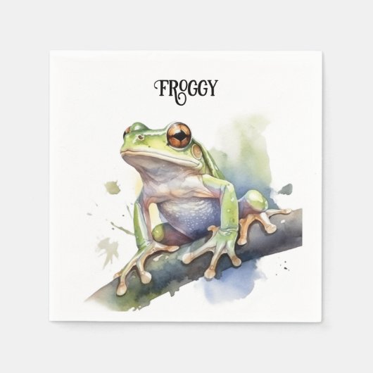 Schattigee Waterverf Boomkikker, aangepast Servet (Voorkant)