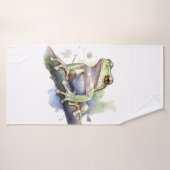 Schattigee Waterverf boomkikker Badhanddoek (Badhanddoek)