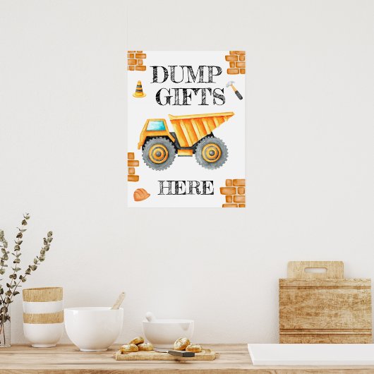 Schattigee Waterverf Bouw Verjaardag Poster (Keuken)