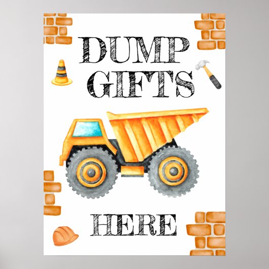 Schattigee Waterverf Bouw Verjaardag Poster (Voorkant)